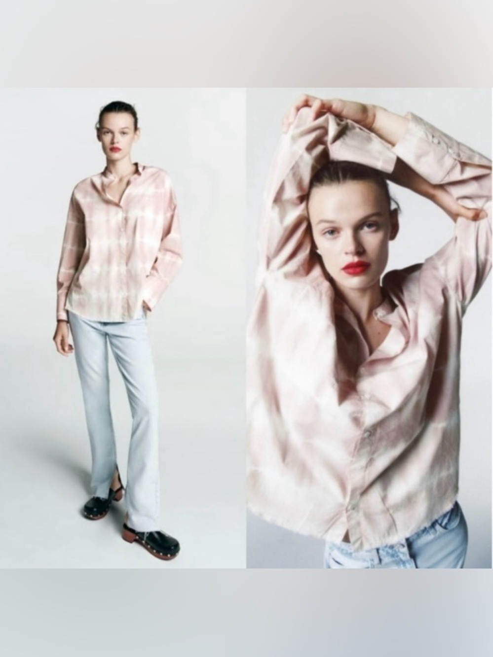 Zara Pink Tie-Dye Long Sleeve Shirt